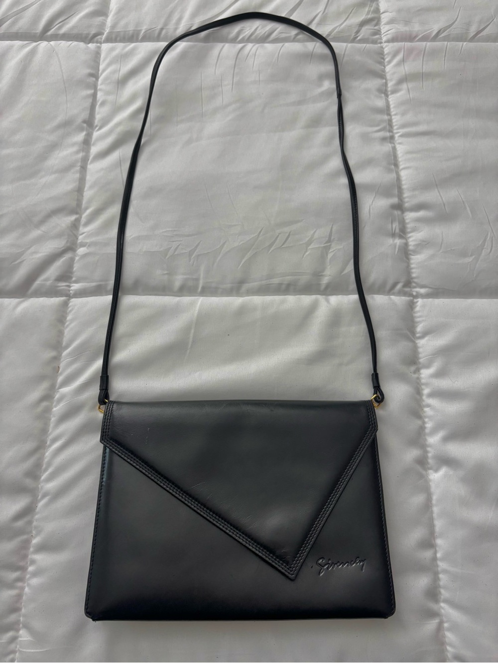 Givenchy Black Leather Envelope Bag/Clutch, Gold Hardware, GVC, 10x7x2+